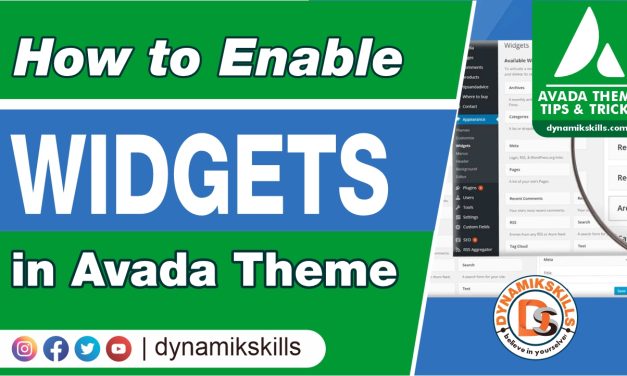 How to enable widgets in Avada Theme under Appearance