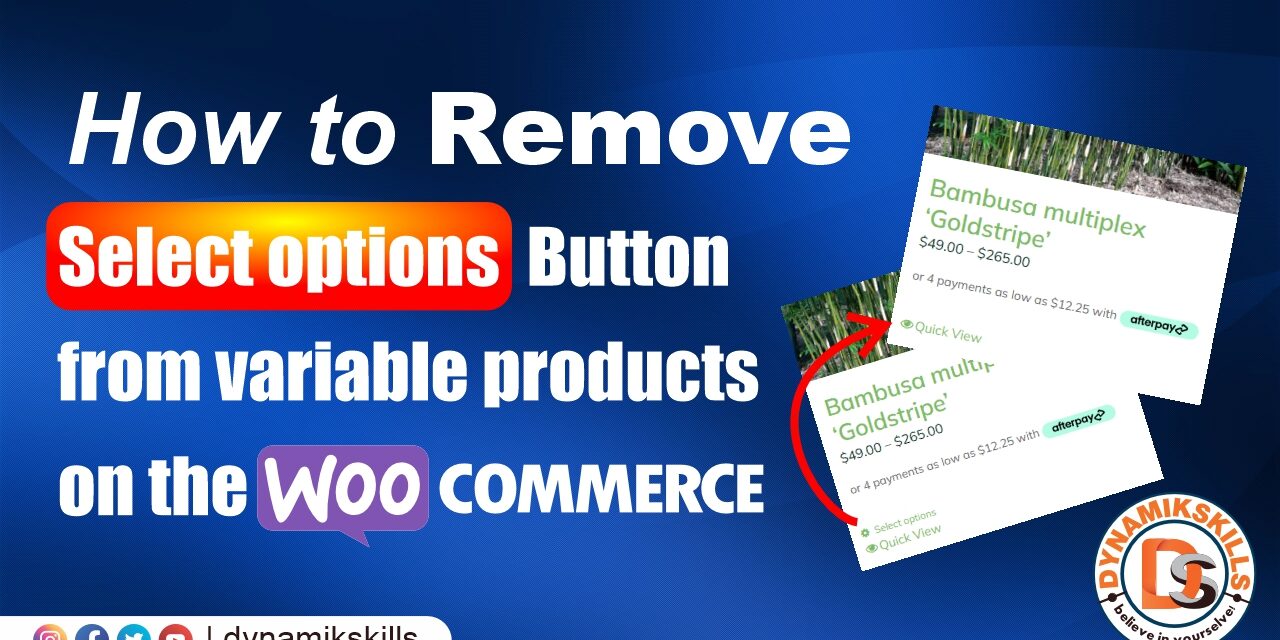 How to remove “Select options” button from variable products on the WooCommerce category or shop page