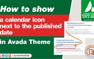 How to show a calendar icon next to the published date in Avada (no template edits)