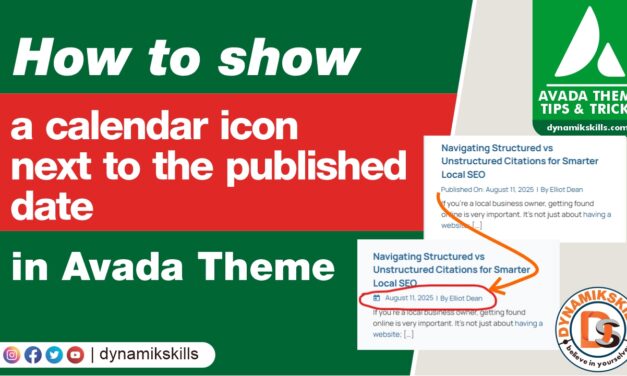 How to show a calendar icon next to the published date in Avada (no template edits)