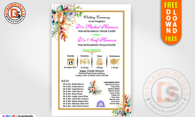 Pakistani Wedding Card – Girl Design (English Version)
