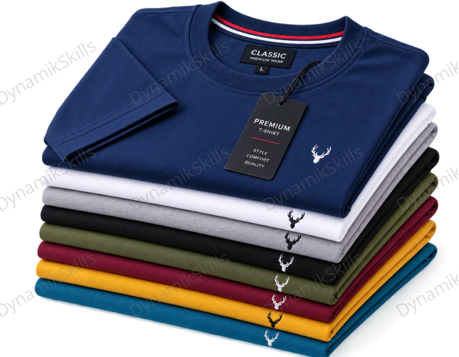 Premium T-Shirt PNG – Folded Colorful Shirts Transparent Background